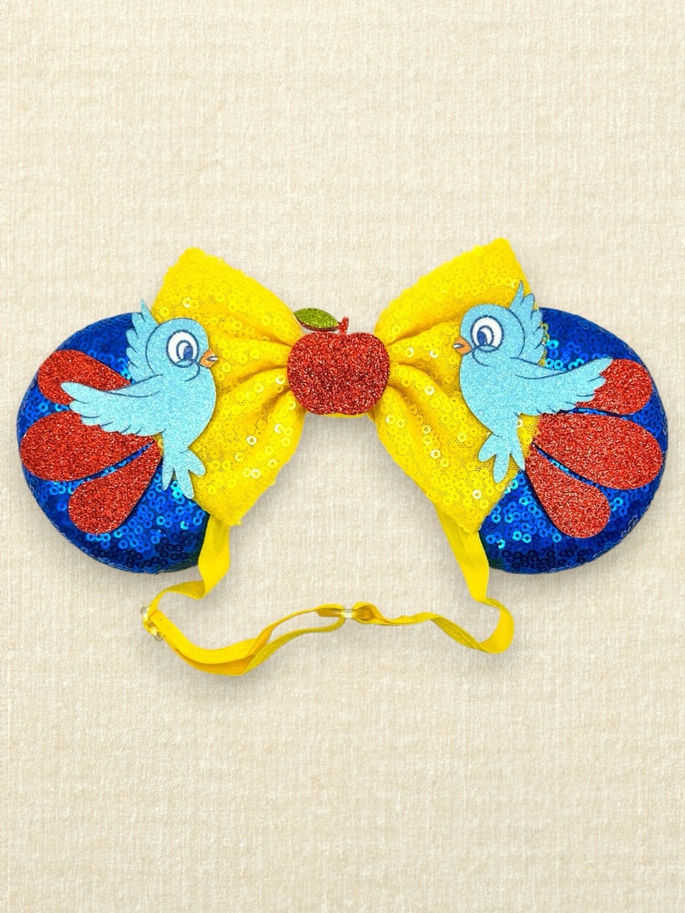 Elastic Blue Sequin Snow White Minnie Ears | Disney-Inspired Mouse Ears